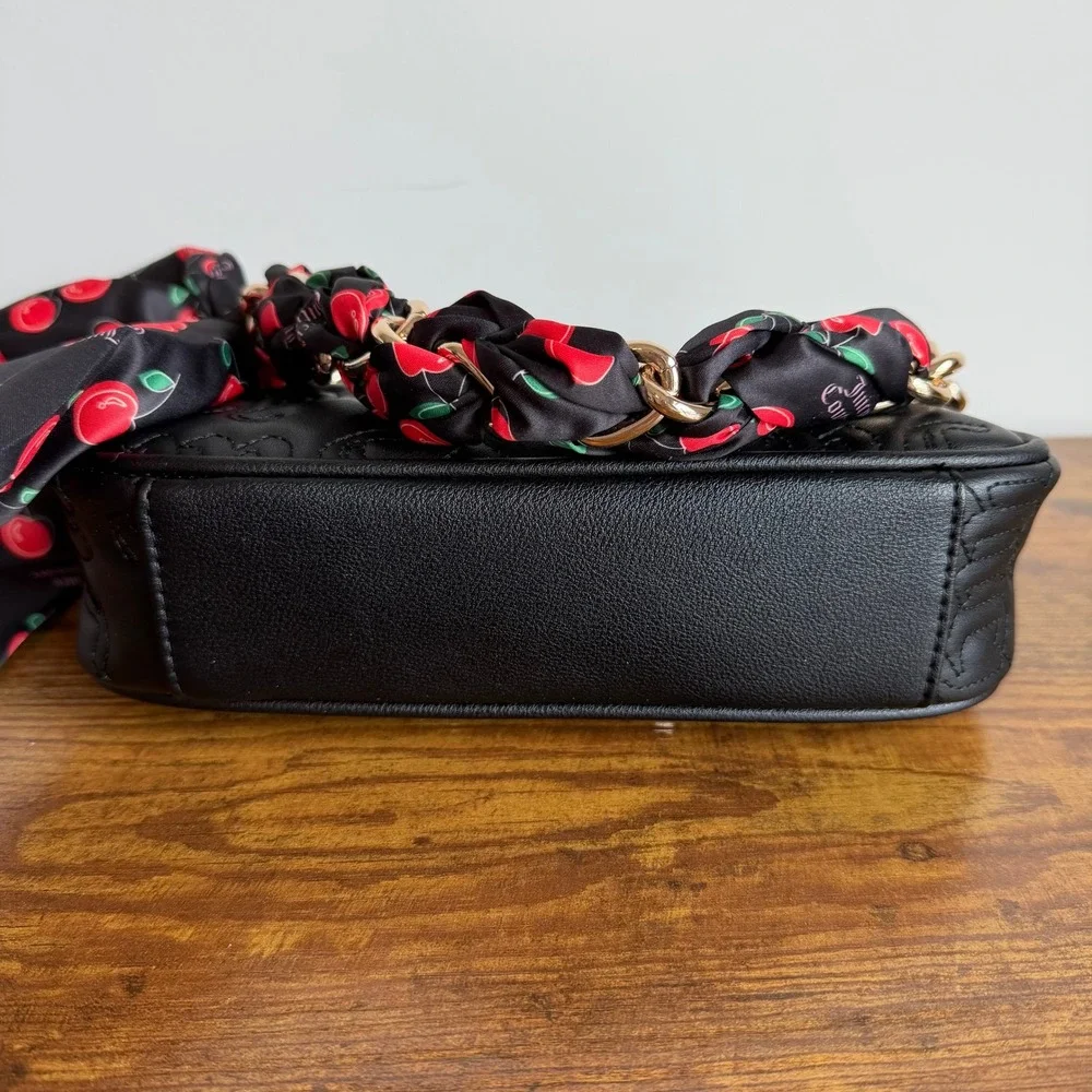 New Juicy Couture Fashion Item Black Cherry Scarf Shoulder Handbag Gold Chain